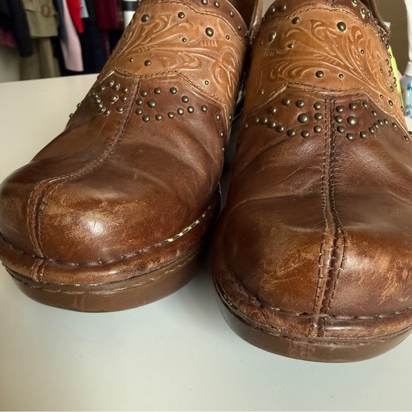 Ariat Clogs Ashland Tooled Leather Platform Studded Cognac Brown Tan Women’s 8 - Picture 4 of 9